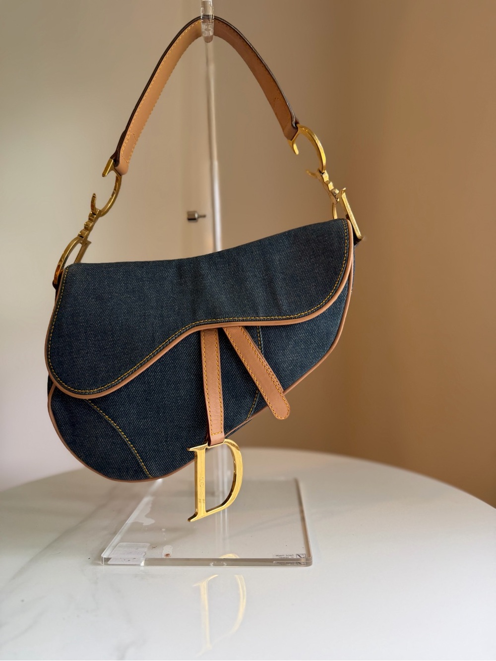 Vintage Dior Saddle Denim Leather Trim Shoulder Bag - Picture 2 of 12